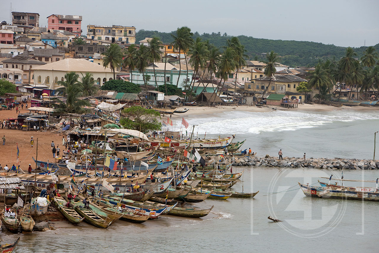 Fishing boats in the harbour next to Elmina Castle.