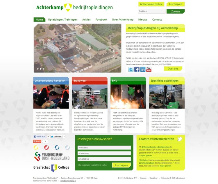 Website Achterkamp Bedrijfsopleidingen homepage